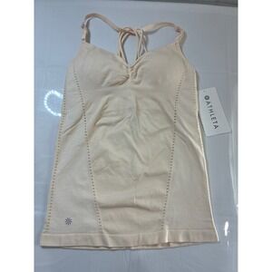 Athleta Solace Cami Peach Strappy Yoga Tank Top Built-In Bra 383944 Womens Small